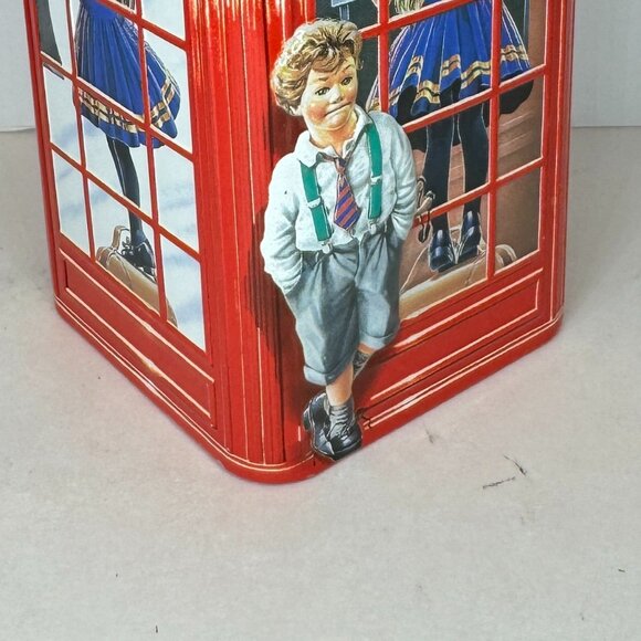 Vintage Tin Coin Bank England Telephone Booth Red Churchill's Jelly Beans - Picture 5 of 7